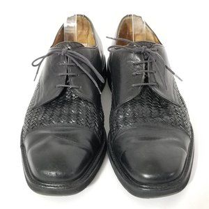 VINTAGE BALLY‎ WOVEN MENS BLACK LEATHER OXFORD《715》sz 11 lace ups
